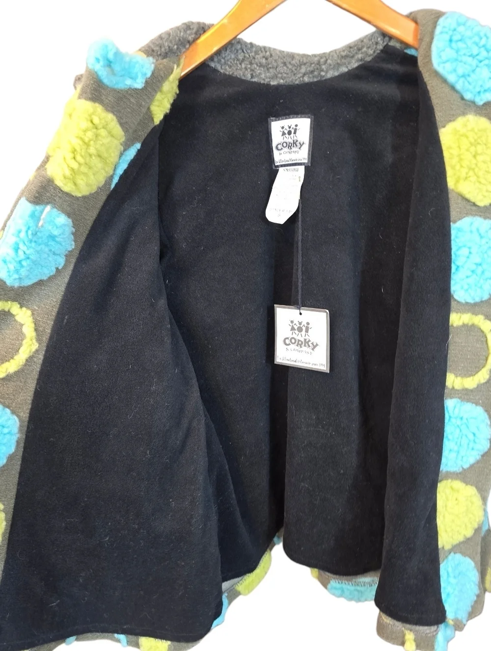 Corky & Company Girls Swing Coat NWT Polka Dot Fleece Jacket w/ Hat Size 8